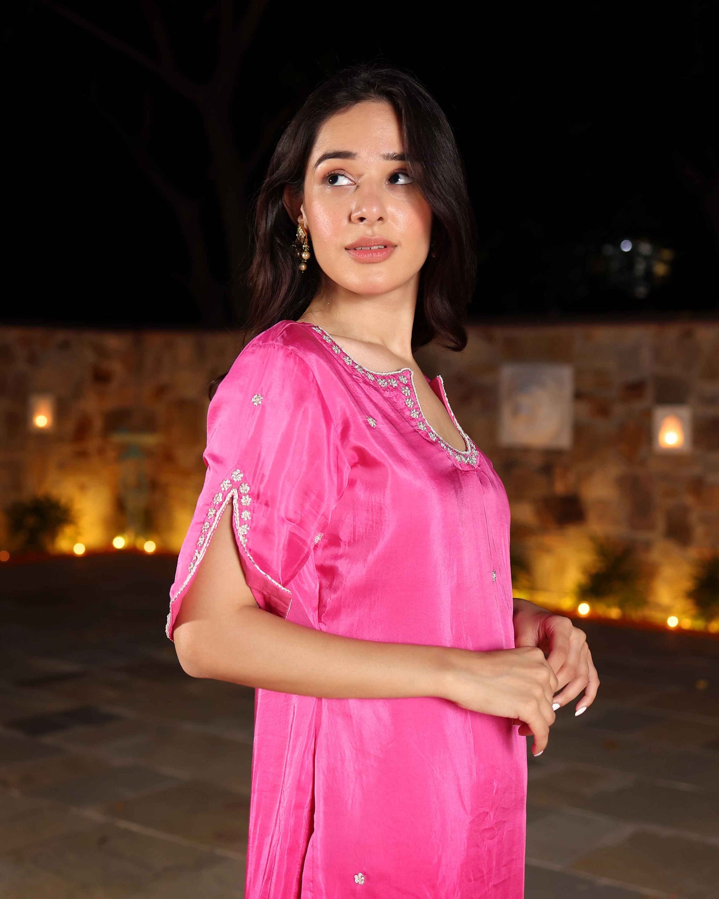 Rosewater Ombre Embroidered Silk Kurta Set