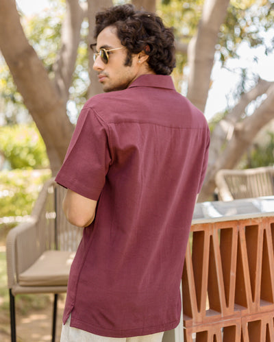 Logan Brown Embroidered Slub Shirt