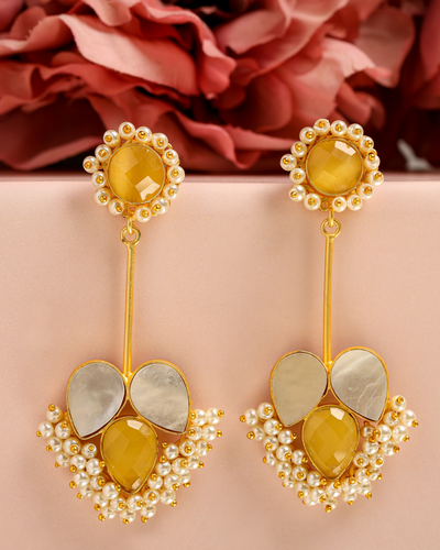 Mineral Yellow Handcrafted Earrings