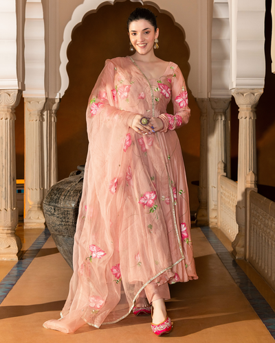 Eshal Handpainted Cotton Silk Suit Set