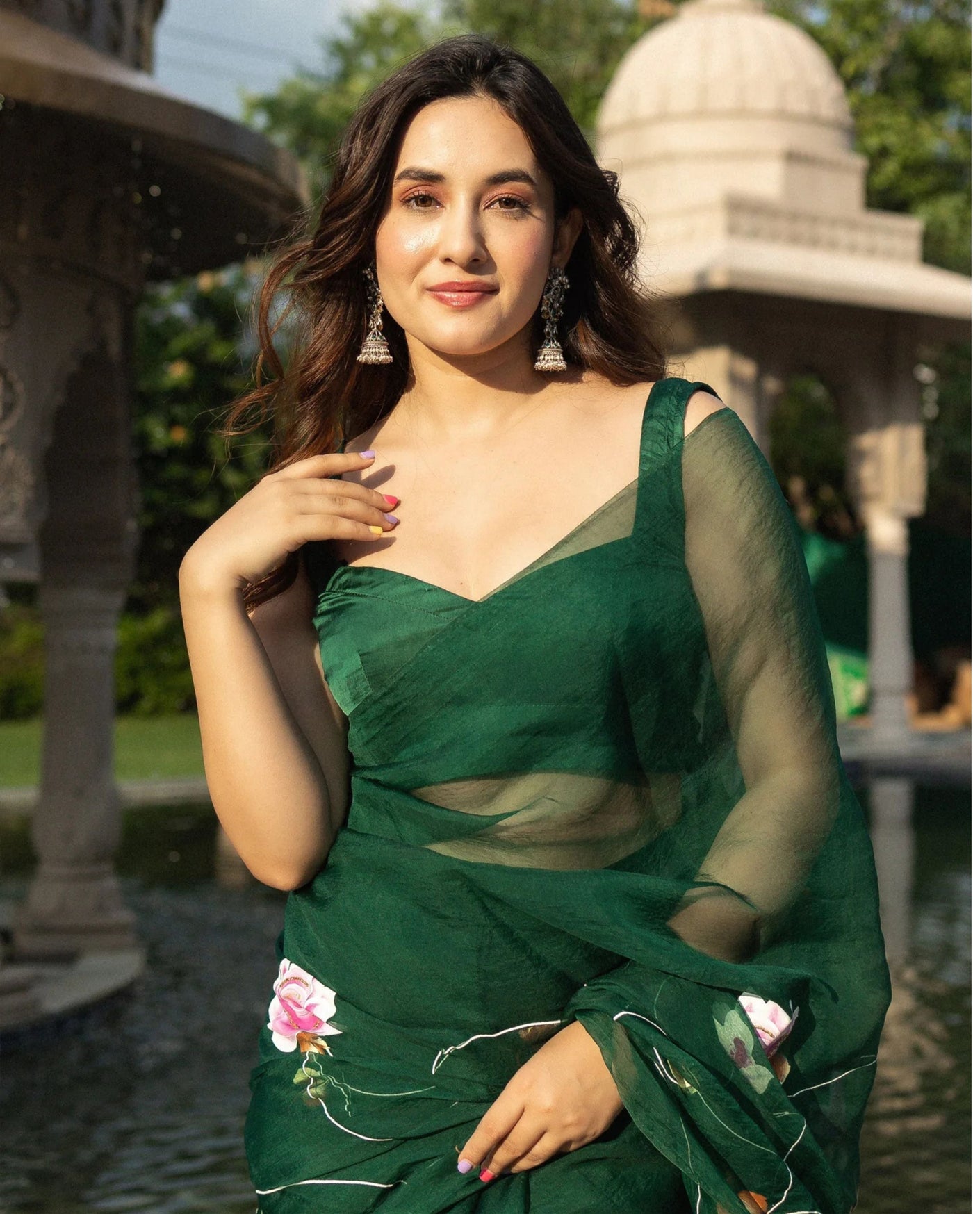 Midnight Mirage Green Satin Sleeveless Blouse