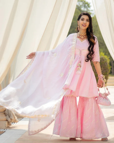Pink Rhythm Gotapatti Organza Dupatta