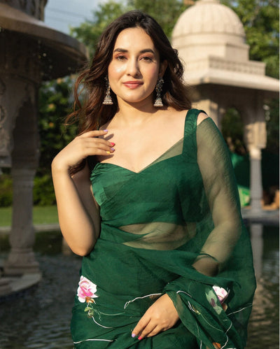 Midnight Mirage Green Satin Sleeveless Blouse