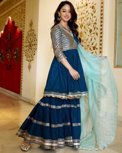 Royale Blue Gotapatti Suit Set