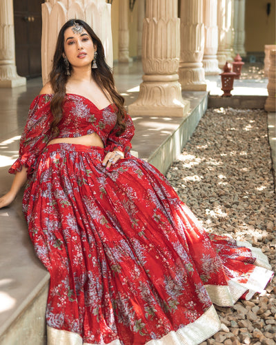 Maahina Chanderi Lehenga Set