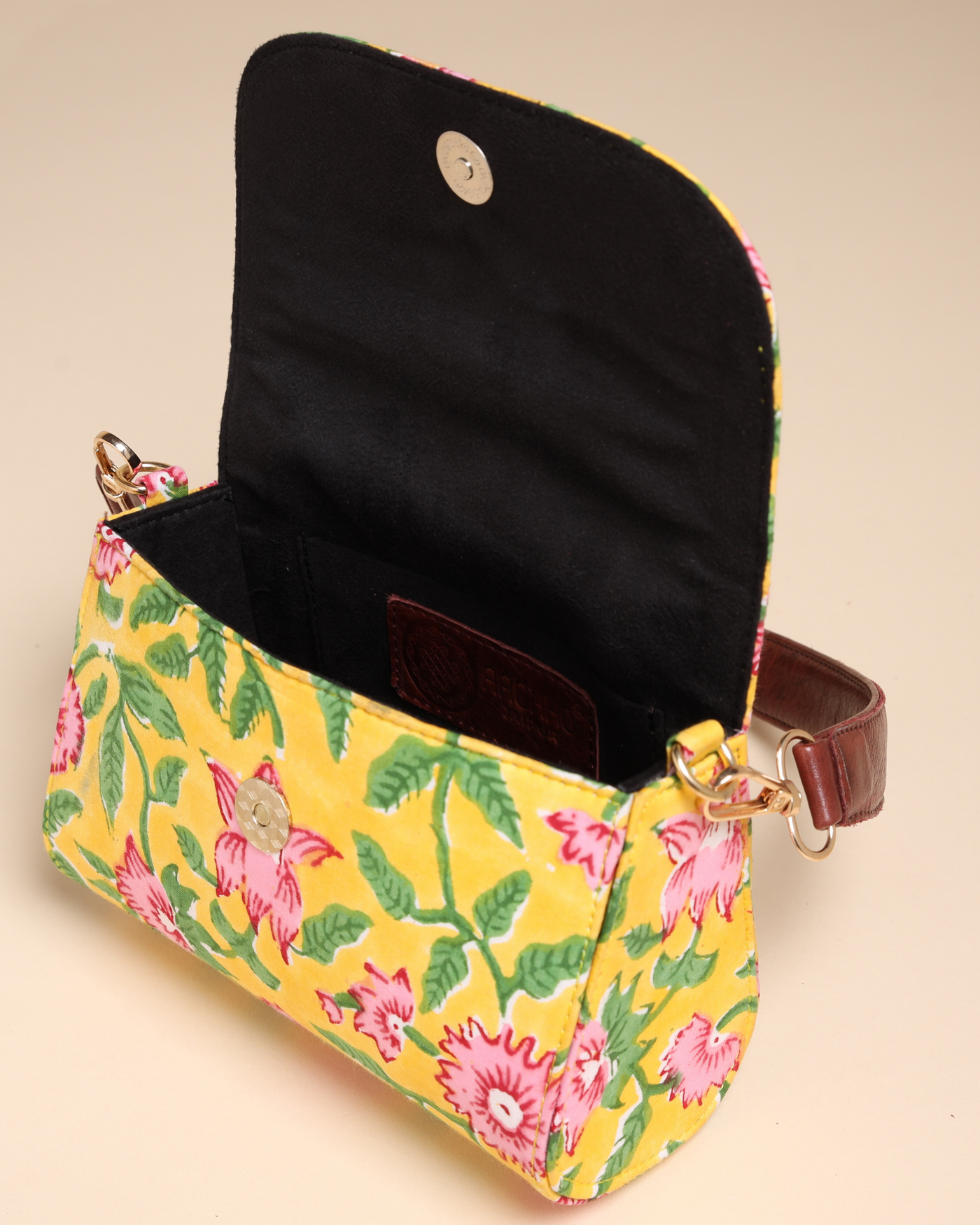 Yellow Sunshine Cotton Blockprinted Medium Shoulder Bag