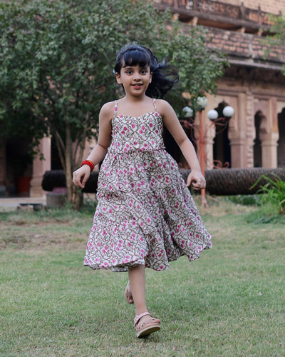 Shelley Handblock Tiered Cotton Dress