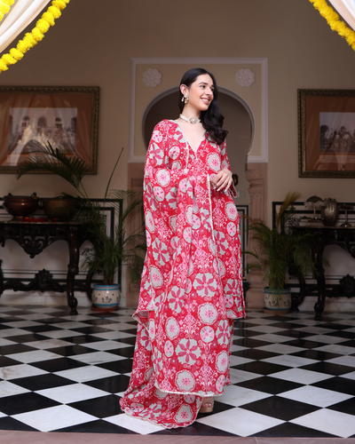 Rose Pink Melody Printed Georgette Suit Set