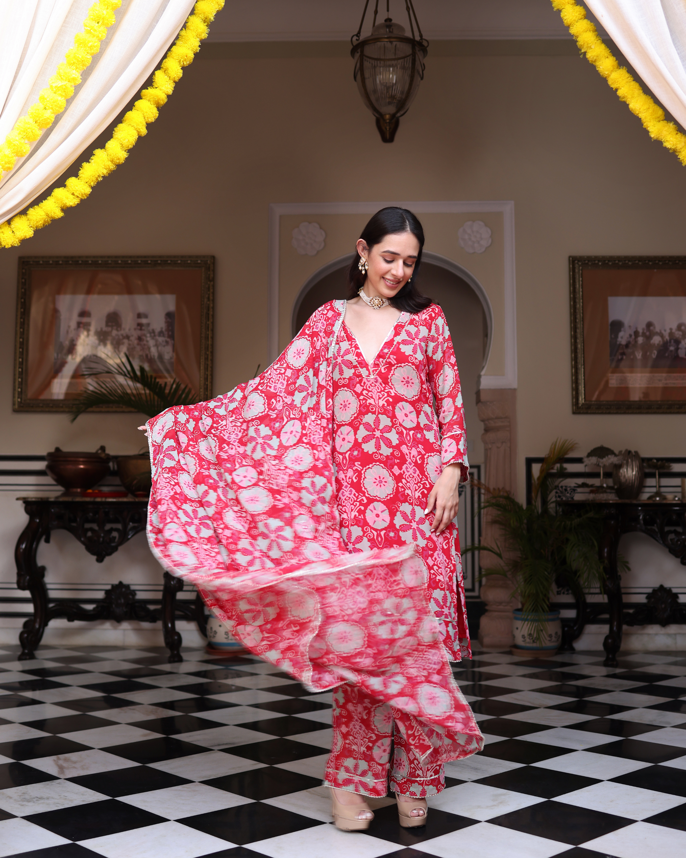 Rose Pink Melody Printed Georgette Suit Set