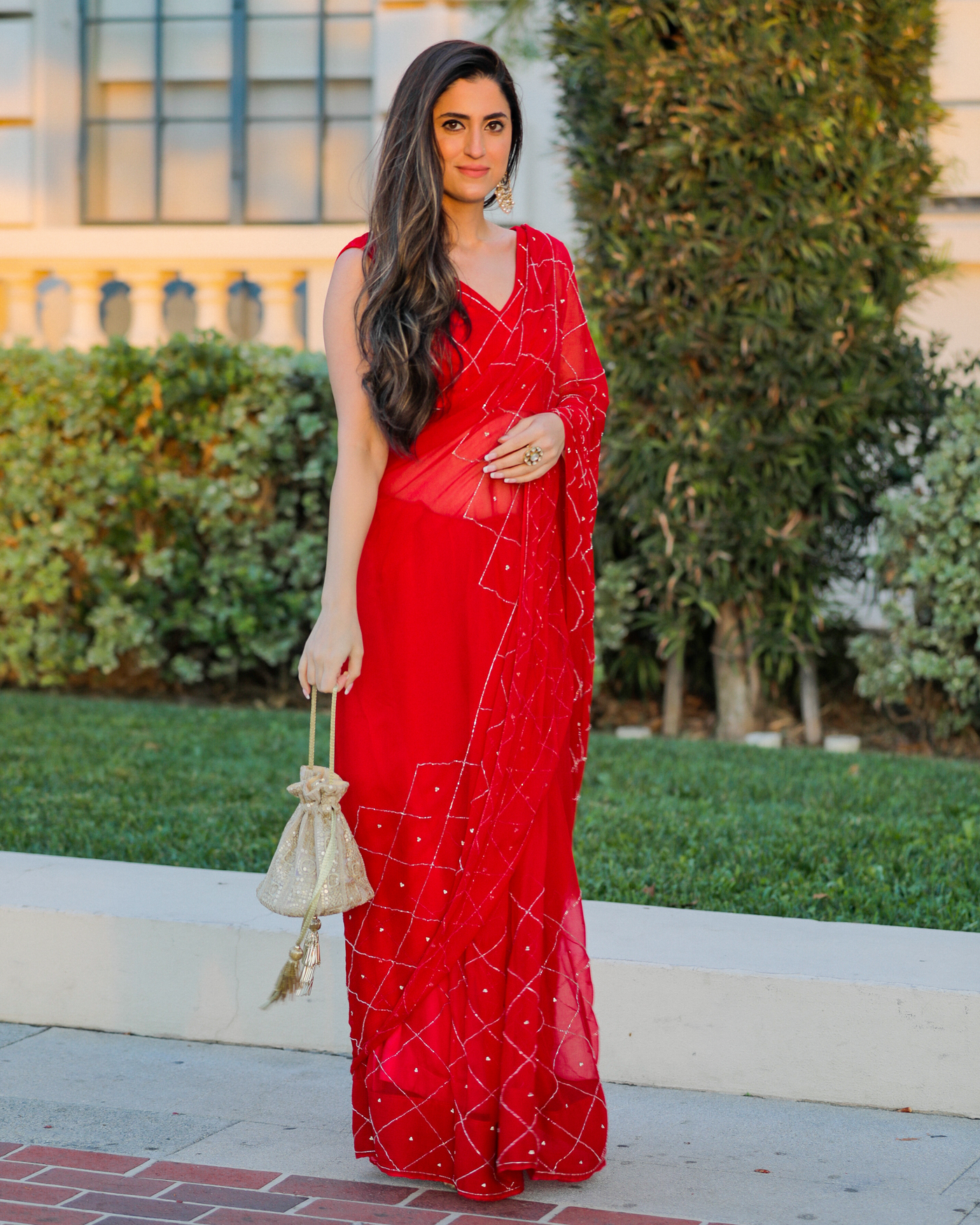 Urban Red Pure Chiffon Saree