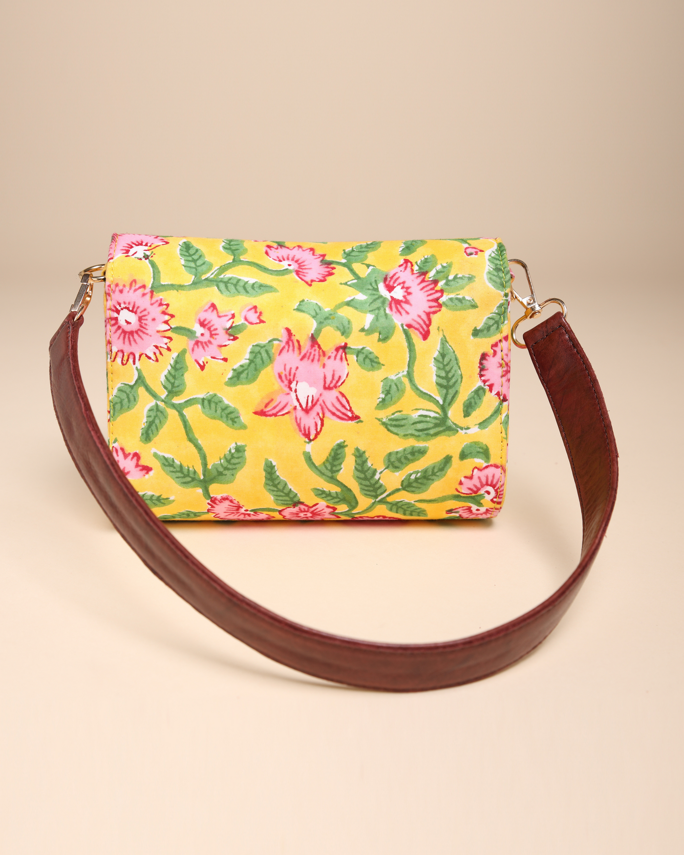 Yellow Sunshine Cotton Blockprinted Medium Shoulder Bag