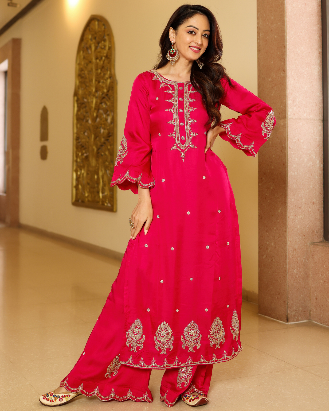 Bubbly Pink Handwork Kurta Set