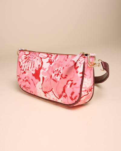 Peach Rosa Cotton Blockprinted Mini Baguette Bag