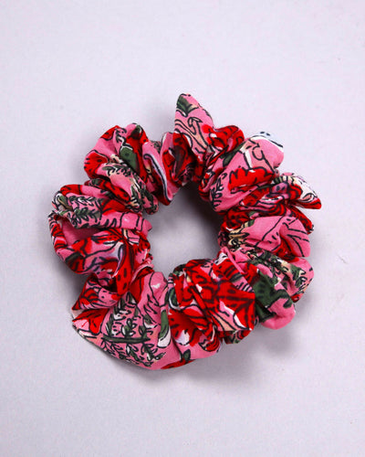 Pink Mystery Cotton Handblock Scrunchie