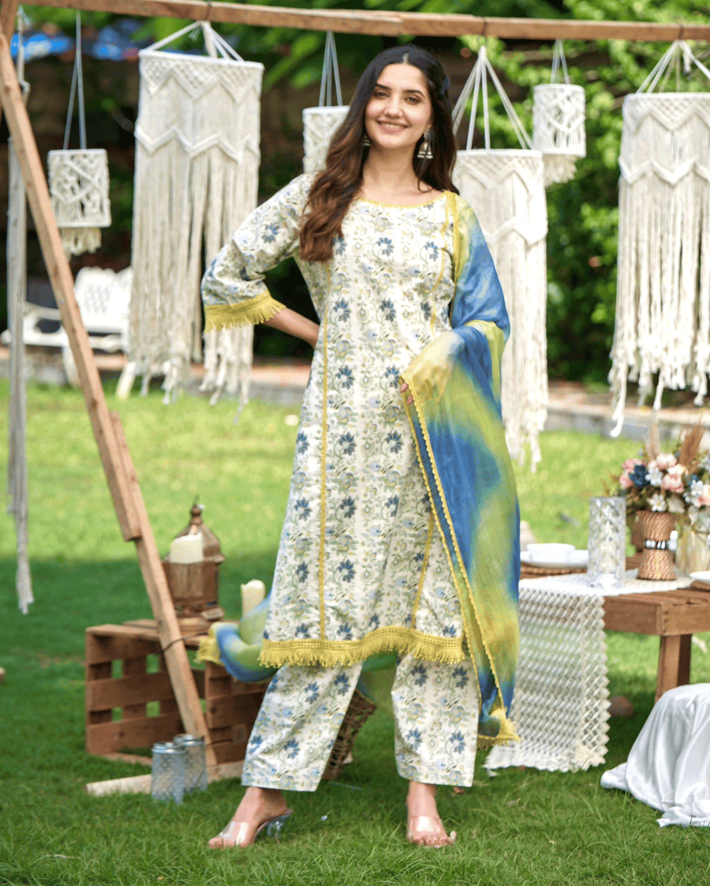 Dityaa Mint Printed Cotton Suit Set