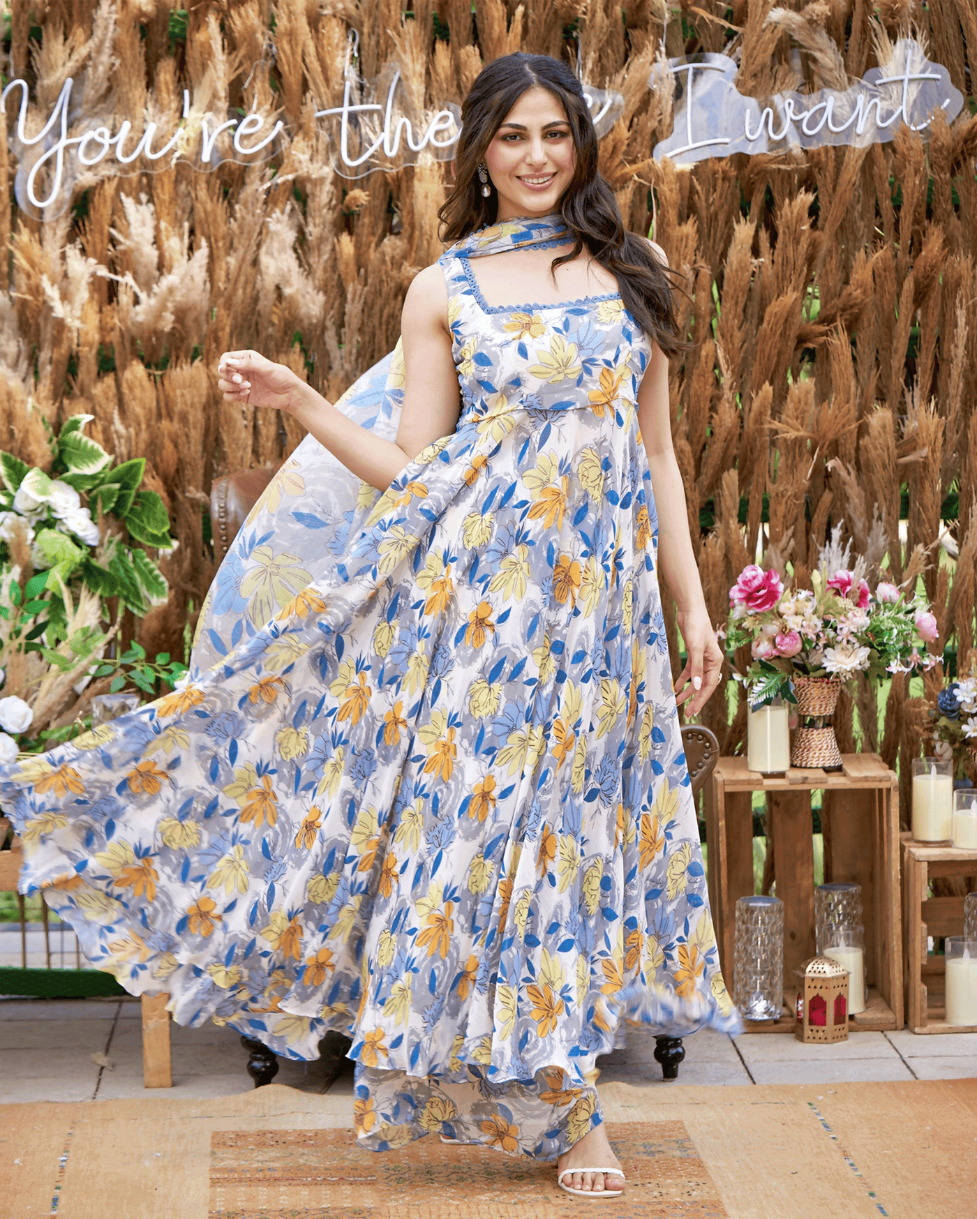 Zohan White Printed Georgette Suit Set