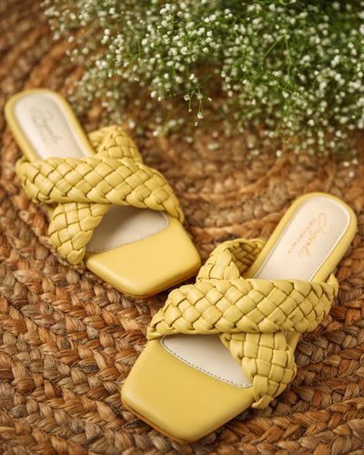 Blazing Yellow Braided Flats