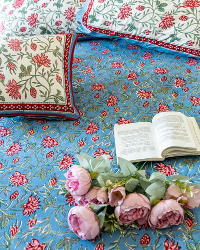 True Blue Handblock Printed Bedsheet