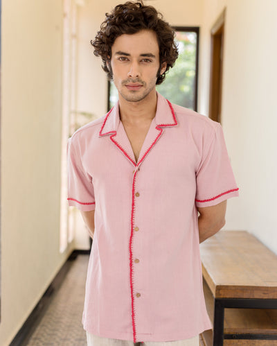 Hudson Pink Embroidered Slub Shirt