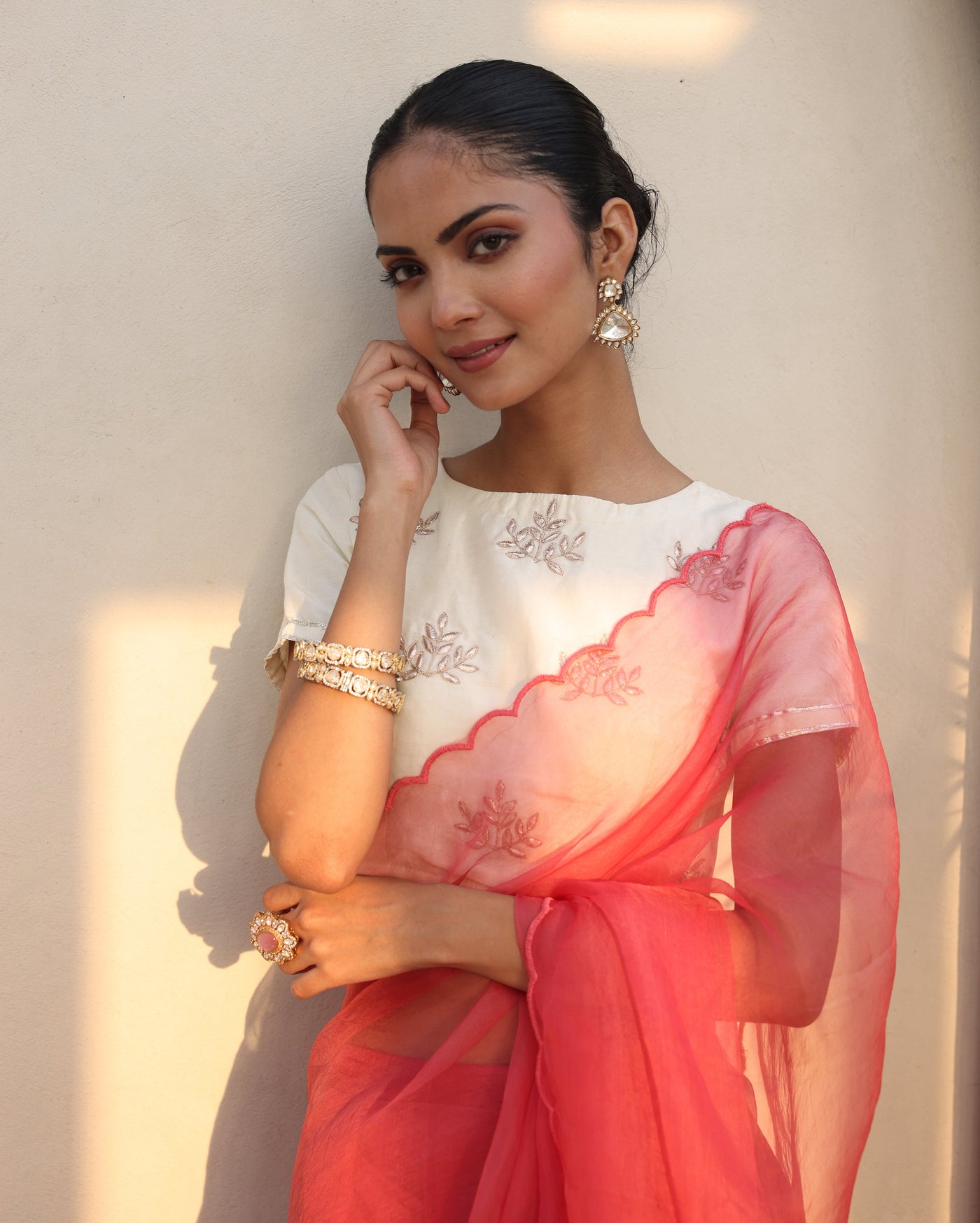 Tara White Chanderi Gotapatti Blouse