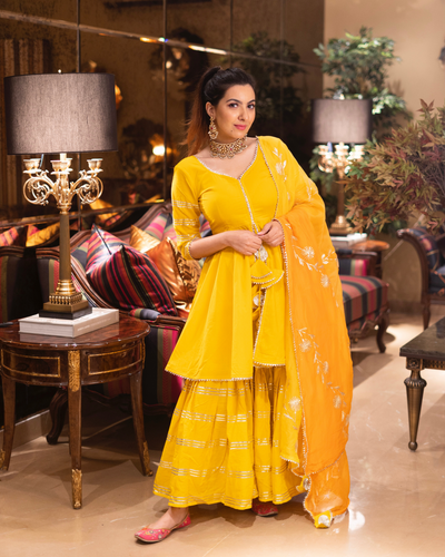 Yellow Mellow Gotapatti Sharara Set