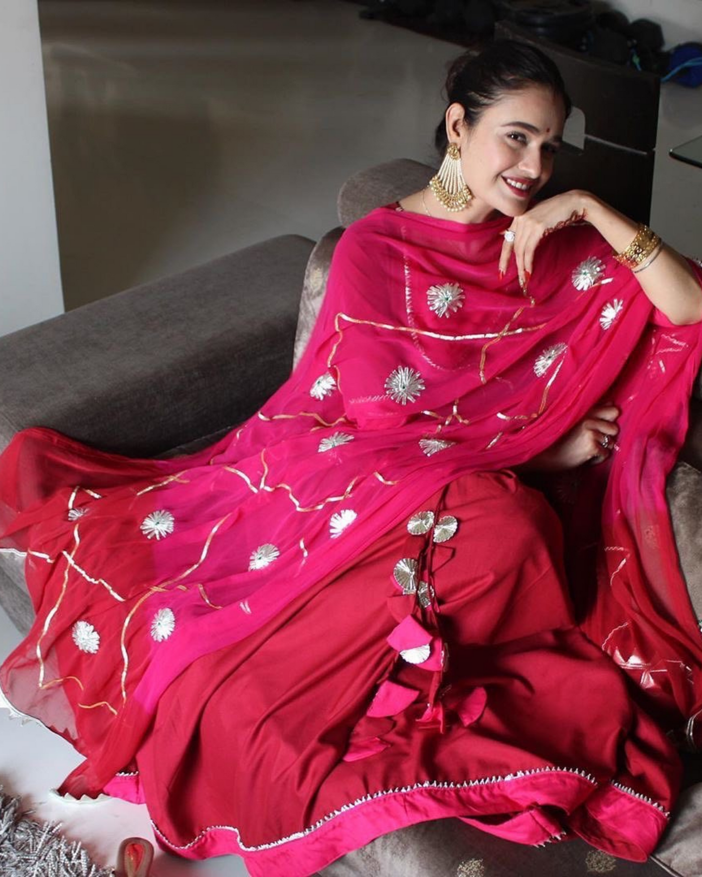 Maroon Pink Gotapatti Suit Set