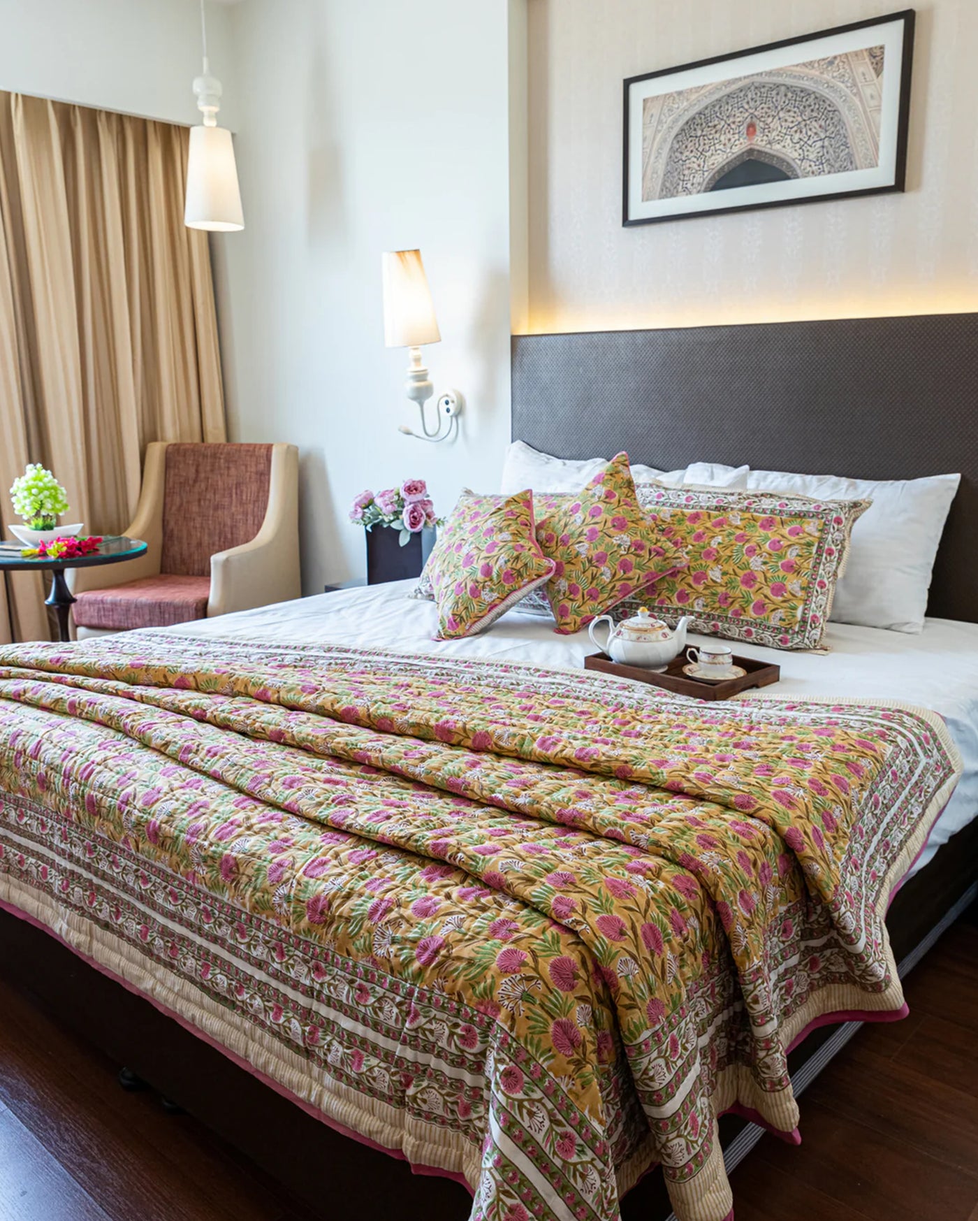Gold Dust Handblock Printed Bedding Set