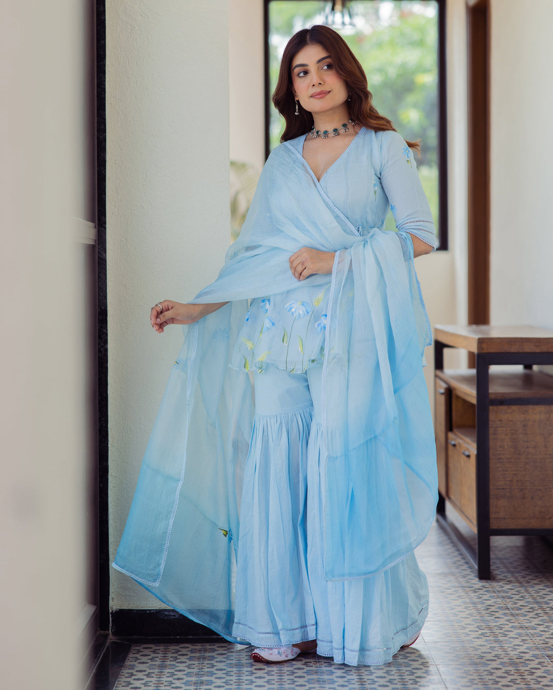 white christmas dresses Buy Lime Green Printed Cotton Anarkali Kurti With Sharara & Dupatta Online  at Rs.1749