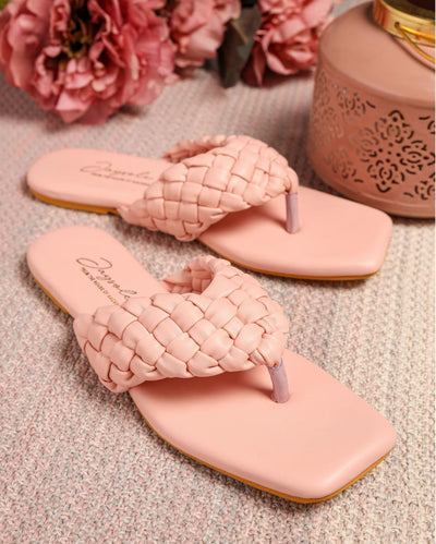 Cream Tan Braided Flats