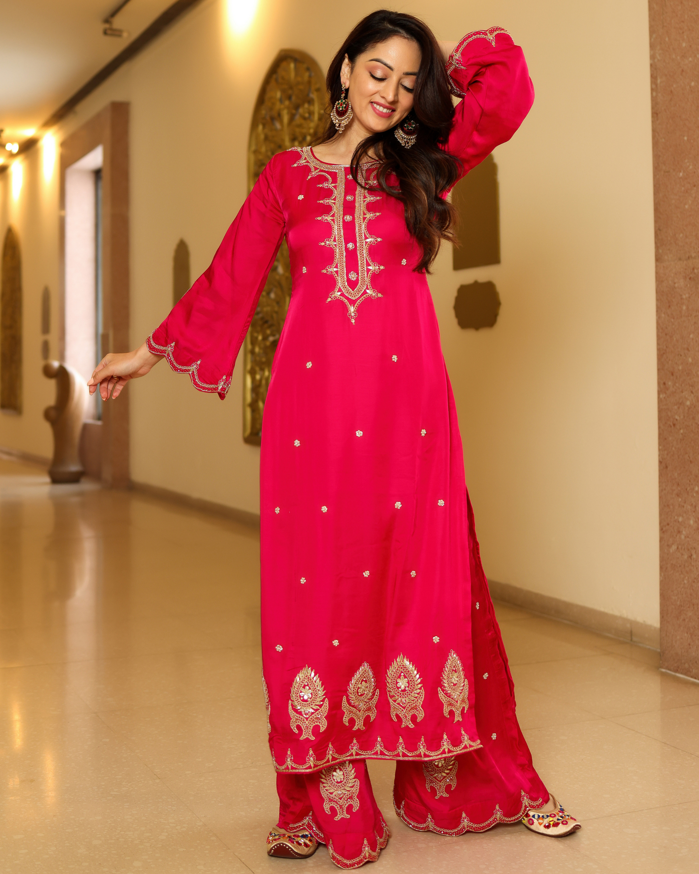 Bubbly Pink Handwork Kurta Set