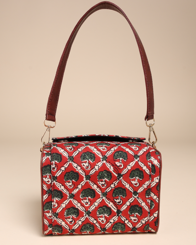 Deep Mocha Cotton Block Printed Satchel Bag