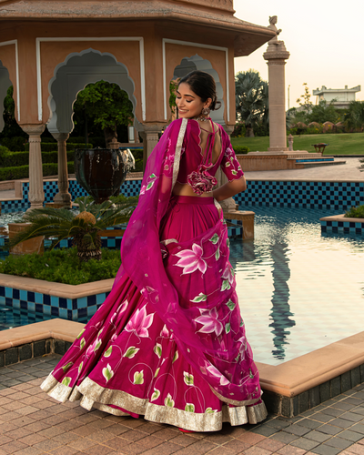 Jasmi Handpainted Chanderi Lehenga Set