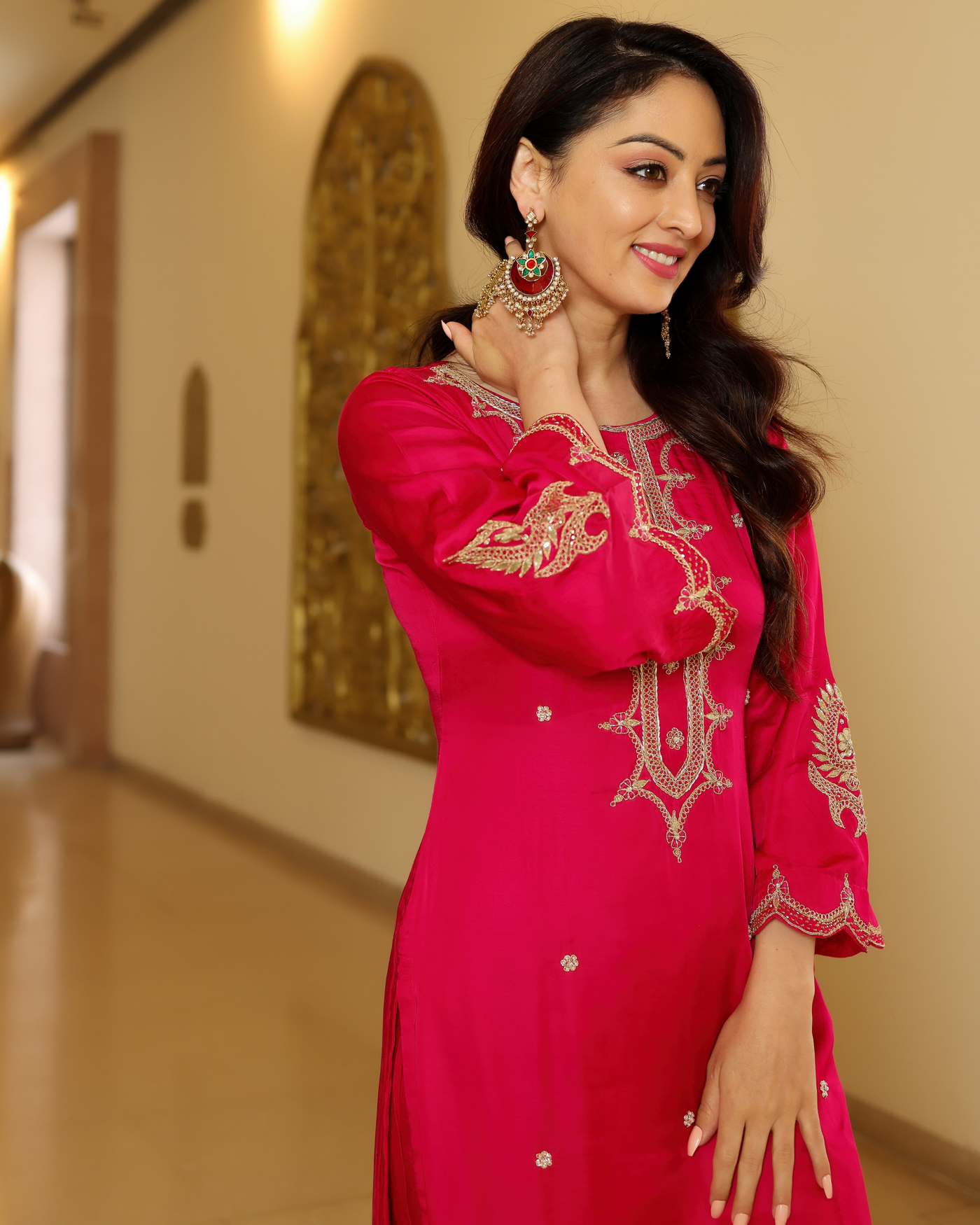 Bubbly Pink Handwork Kurta Set