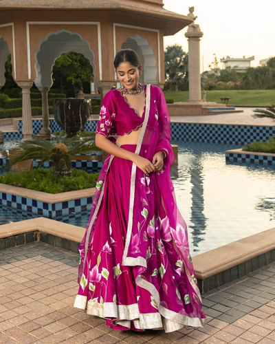 Jasmi Handpainted Chanderi Lehenga Set