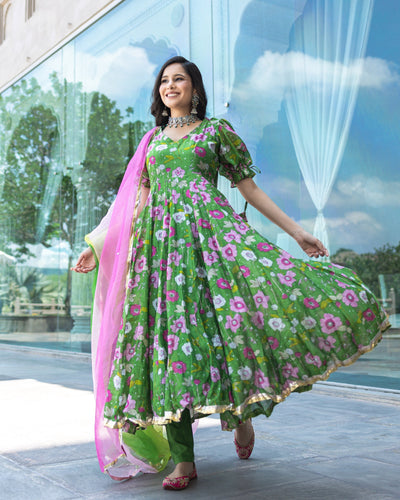 Roxana Chanderi Anarkali Suit Set