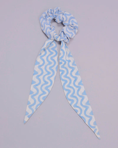 Bonnie Blue Handblock Scarf Scrunchie