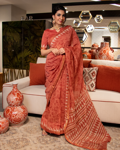 Yasmin Handblock Chanderi Silk Saree