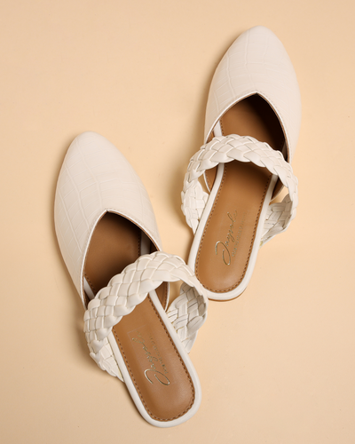 Bright White Braided Mules