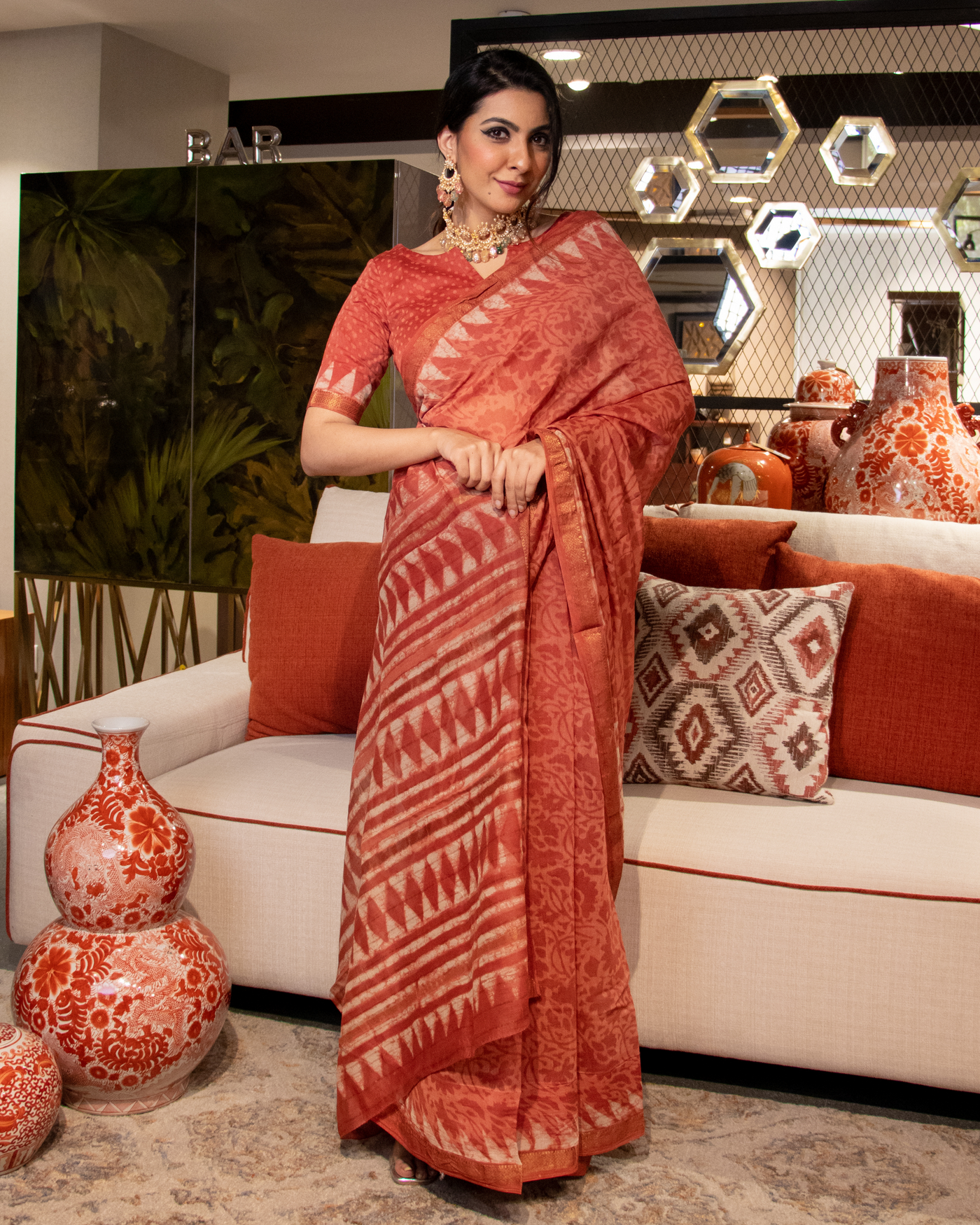 Yasmin Handblock Chanderi Silk Saree