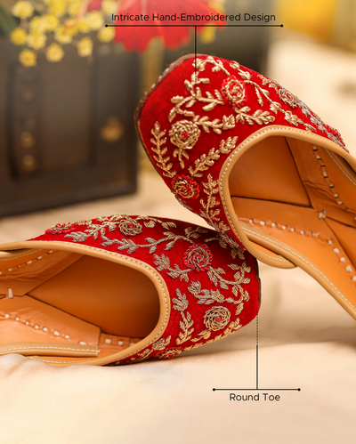Red Floret Handcrafted Jutti