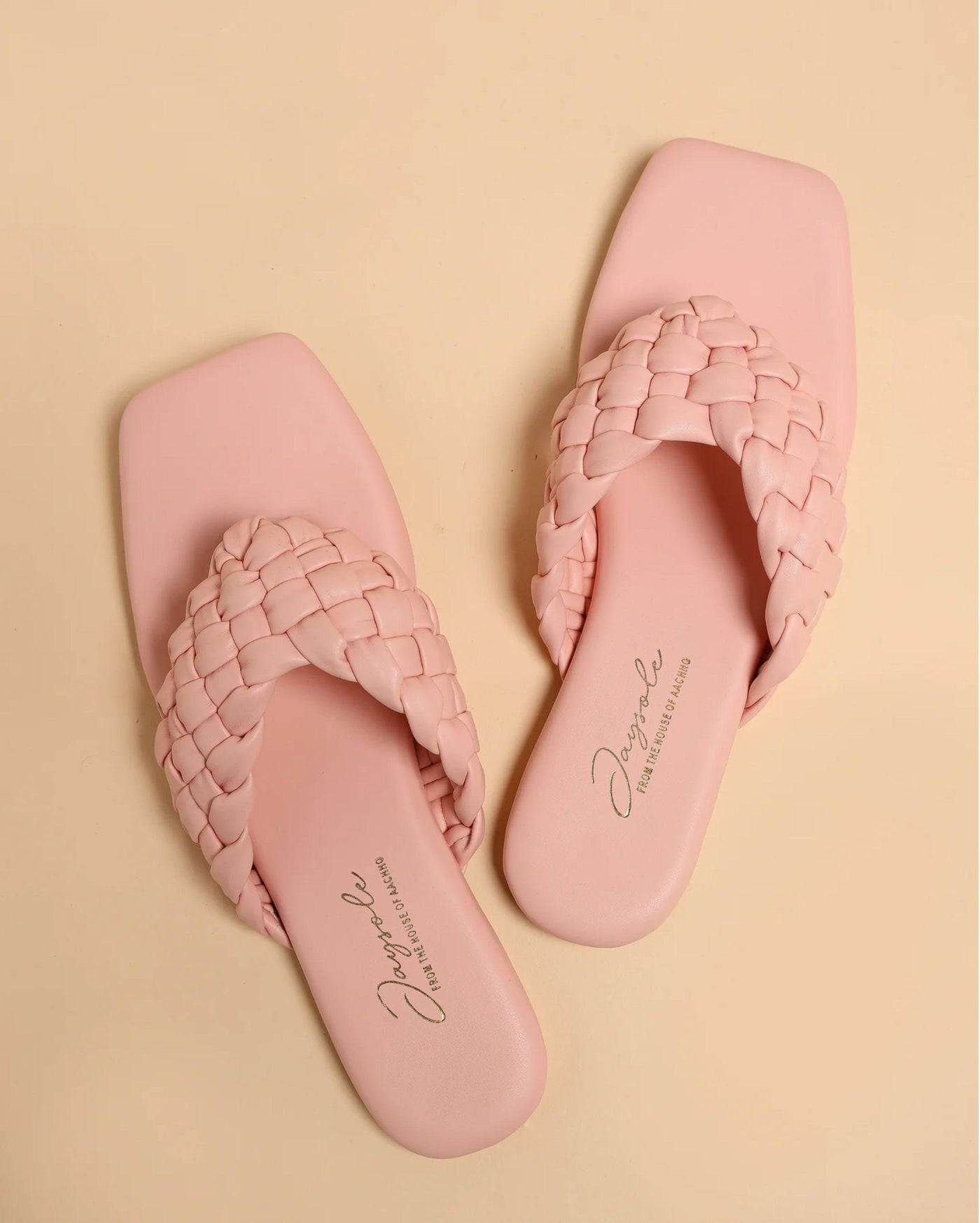 Cream Tan Braided Flats