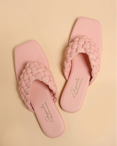 Cream Tan Braided Flats