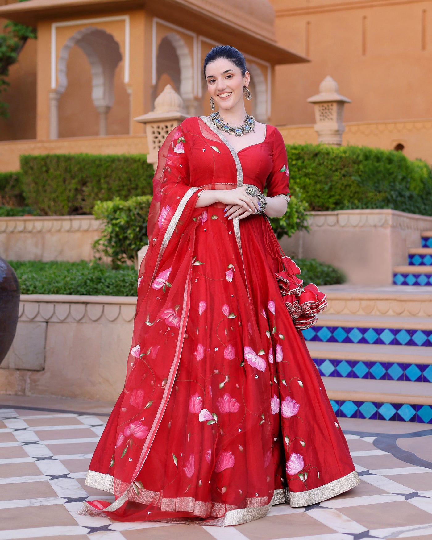 Maalini Handpainted Chanderi Lehenga Set