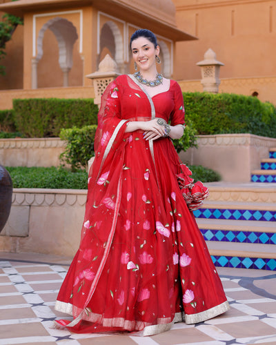 Maalini Handpainted Chanderi Lehenga Set