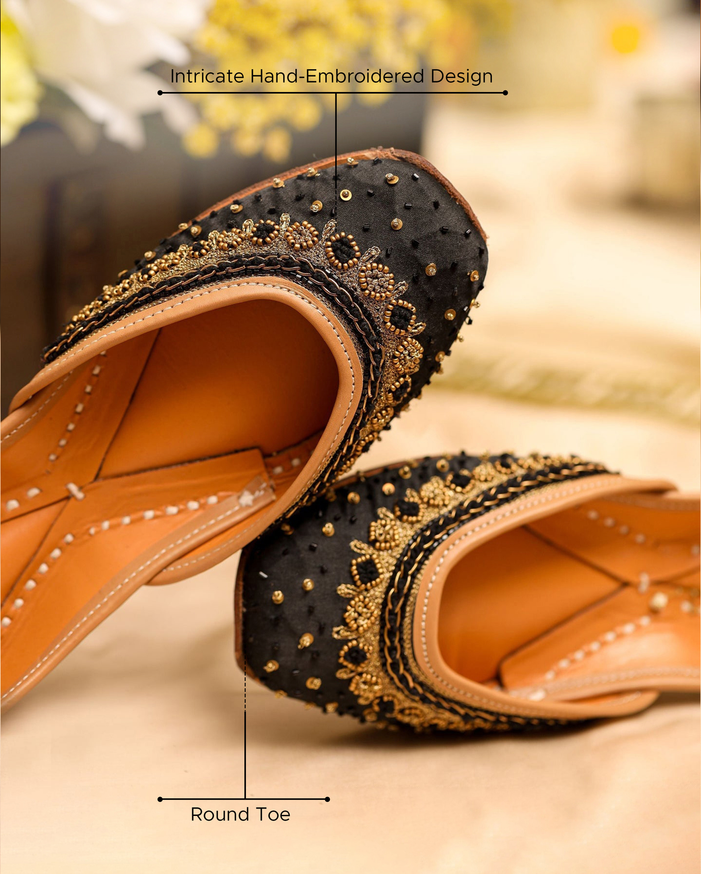 Black Golden Beats Handcrafted Jutti