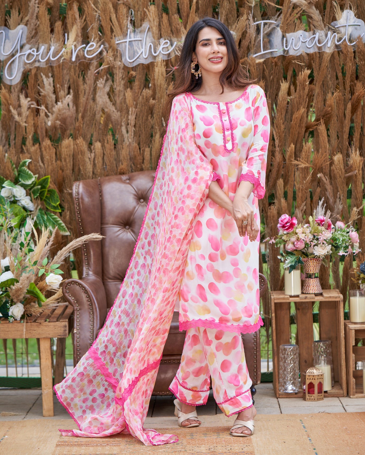 Riddhi White Printed Silk Suit Set 