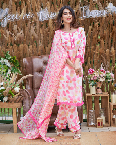 Riddhi White Printed Silk Suit Set 