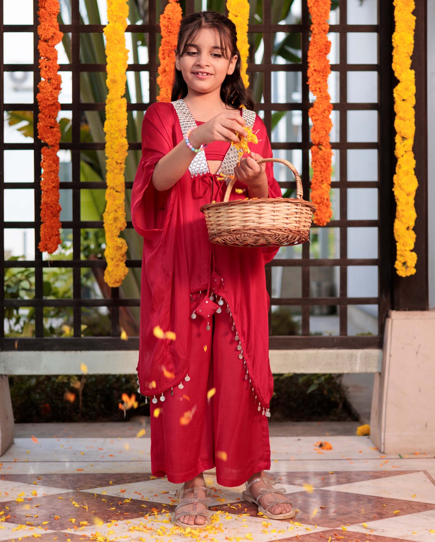 Rosy Reverie Red Satin Coord Satin