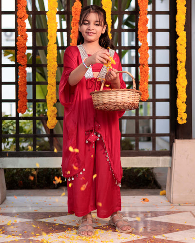 Rosy Reverie Red Satin Coord Satin