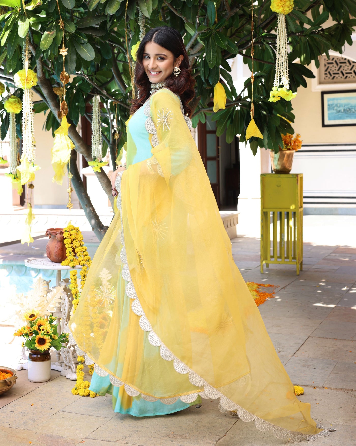 Mellow Yellow Tie Dye Georgette Suit Set